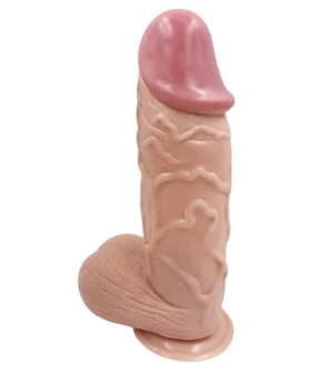 Dildo gigante con testículos y chupa 25 cm