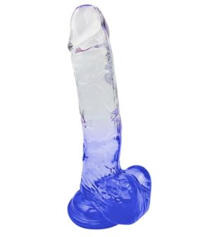 Dildo translucido con testiculos y chupa