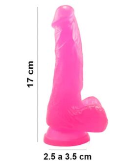 Dildo de 17 cm con testículos y chupa